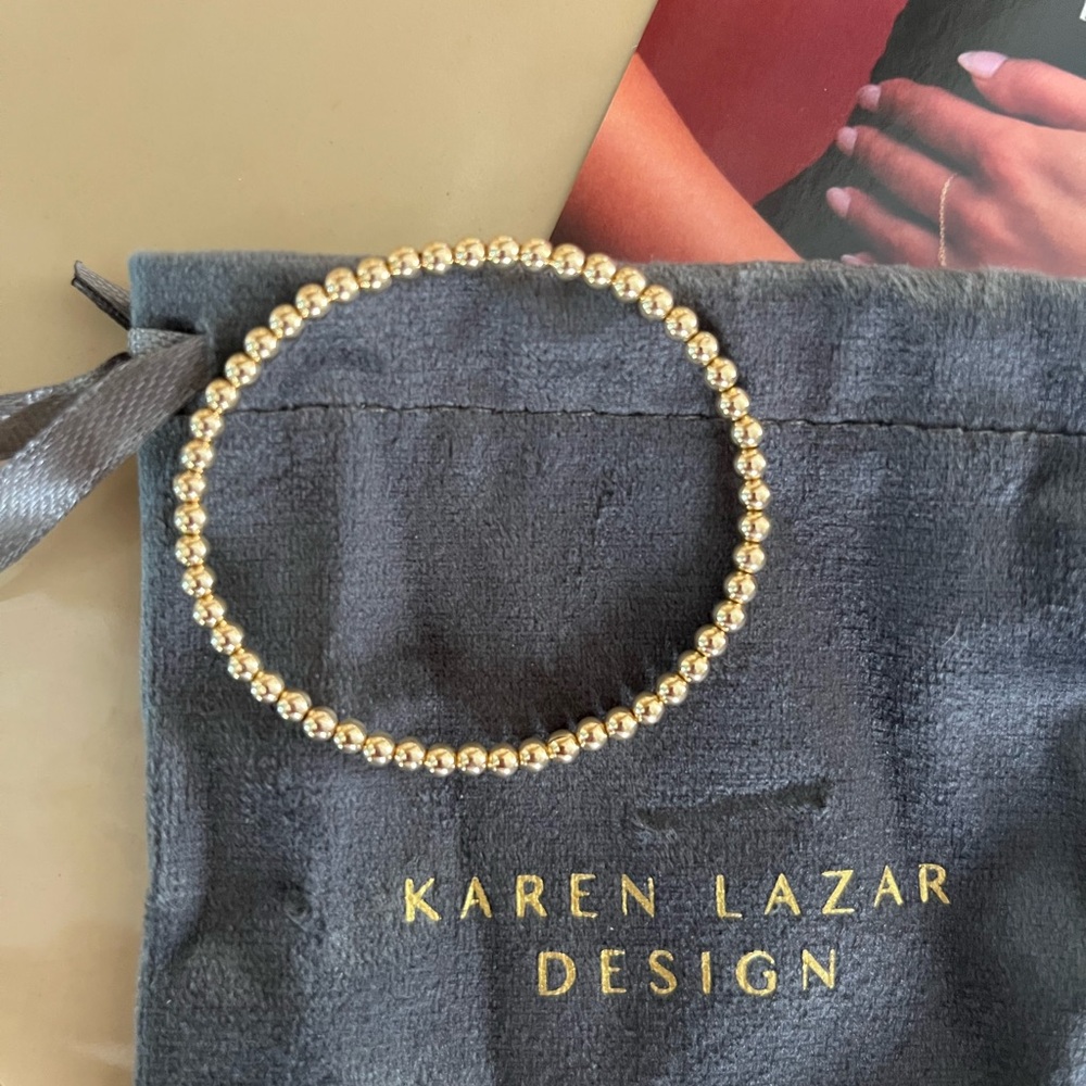 Karen Lazar 3mm gold beaded bracelet size 5.75